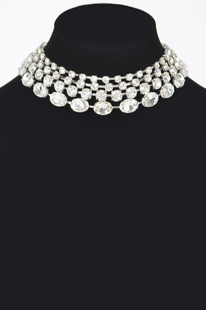 Multi Rhinestone Layered Necklace
