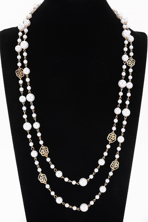 Multi Faux Pearl layered Necklace