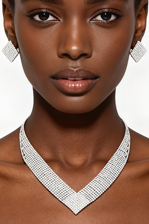 Rhinestone V‑Neck Jewelry Set