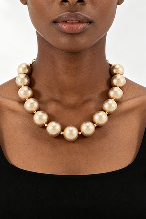 Textured Ball Beaded Statement Necklace
