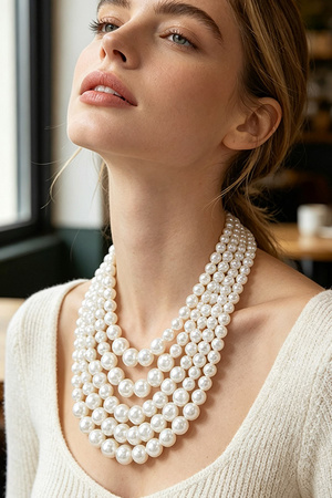 Multi‑Strand Pearl Bib Necklace