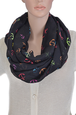 anchor printed neck warmer scarf