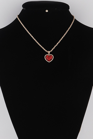 Glittered Heart Chain Necklace