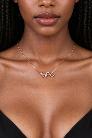 Pave Knot Snake Chain Necklace