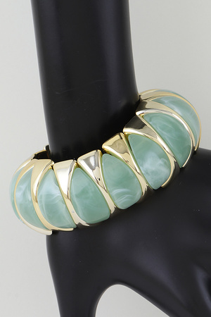 Abstract Slice Marble Stone Cuff Bracelet