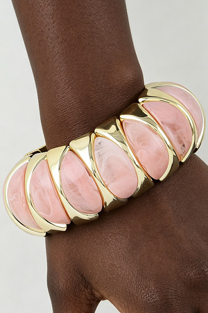 Abstract Slice Marble Stone Cuff Bracelet