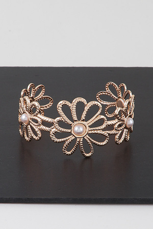 Pearled Flower Cuff Bracelet