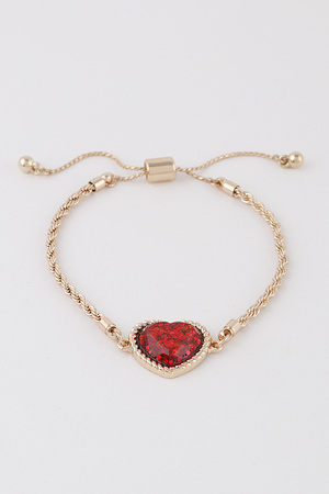 Glittered Heart Chain Bracelet