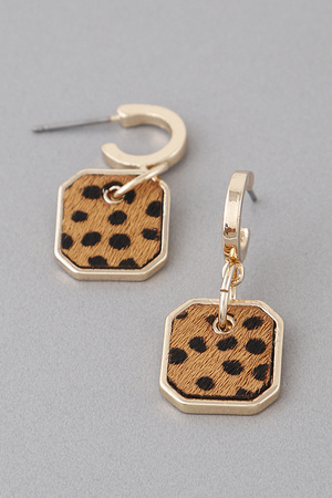 Square Animal Print Huggie Earrings