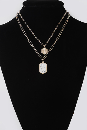 Double Geometric Pendant Necklace
