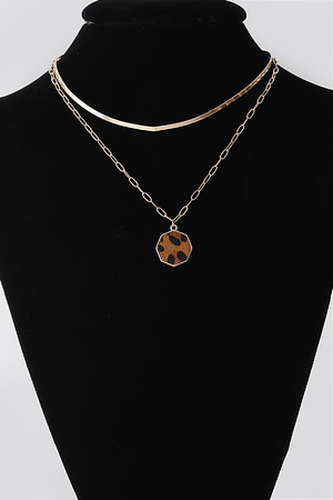 Double Chain Animal Print Necklace