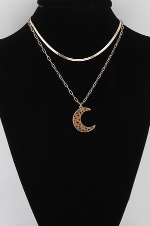 Double Layered Crescent Moon Necklace