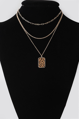 Triple Chain Animal Print Necklace