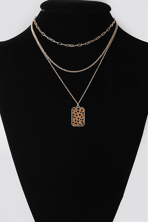 Triple Chain Animal Print Necklace