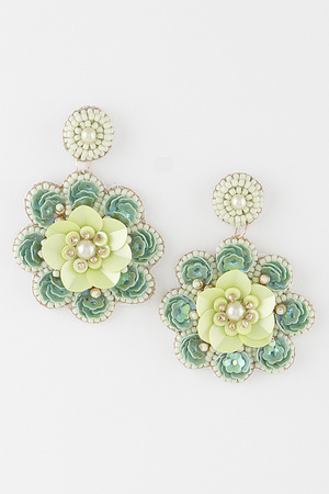 Beaded Flower Petal Earrings