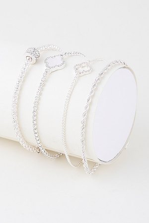 Multi Bejeweled Open Clover Chain Bracelet