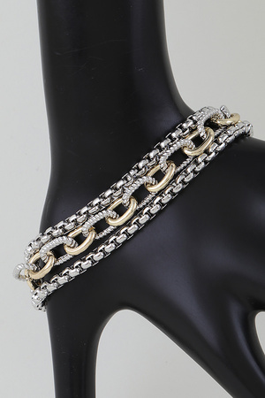 Triple Box Link Chain Bracelet