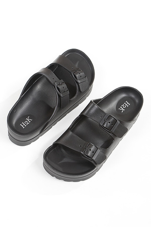 Double Buckle Strap Slippers
