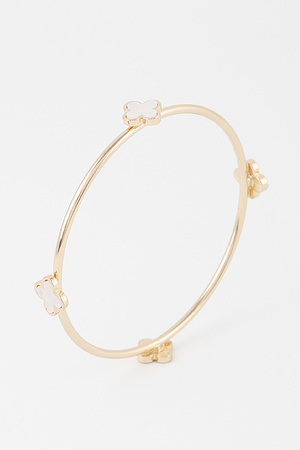 Stone Clover Bangle Bracelet