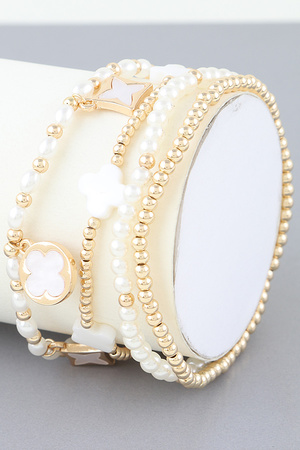 Multi Mini Clover Beaded Bracelet