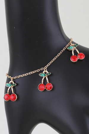 Bejeweled Cherry Charm Bracelet