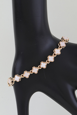 Marble Clover Stone Charm Bracelet