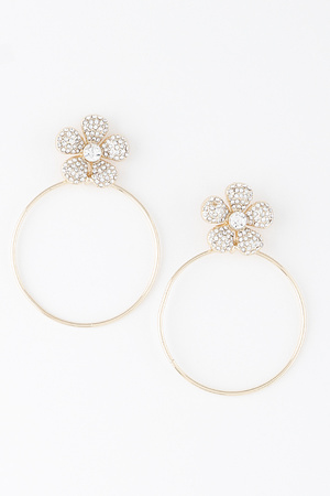 Jeweled Flower Hoop Earrings