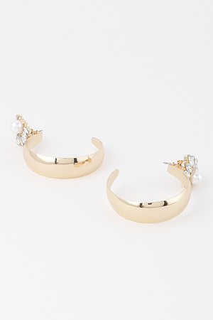 Shiny Pearl Hoop Earrings