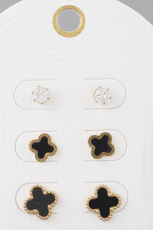 Multi Jewel Clover Earrings Set