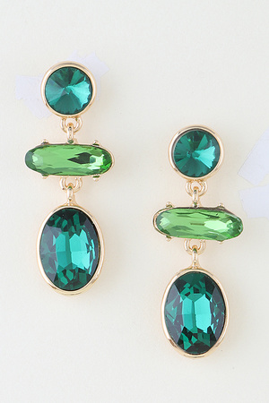 Multi Rhinestone Trio Drop Earrings