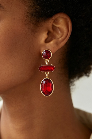 Multi Rhinestone Trio Drop Earrings