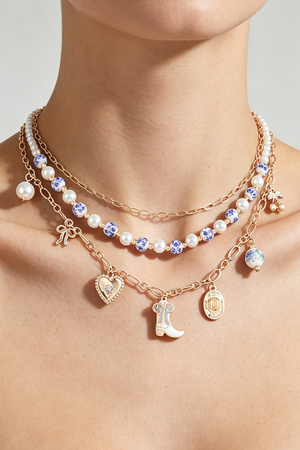 Multi Antique Wild West Charms Chain Necklace