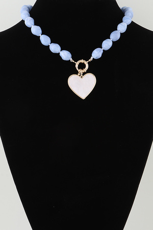 Marble Stone Beaded Heart Necklace