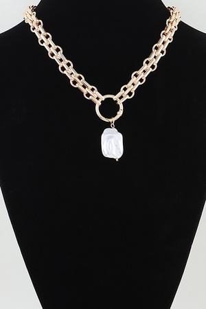 Polished Long Drop Hoop Necklace
