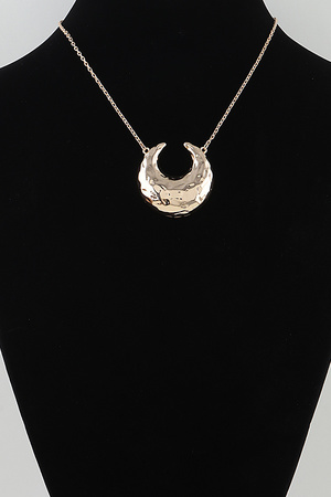 Hammered Crescent Moon Pendant Necklace