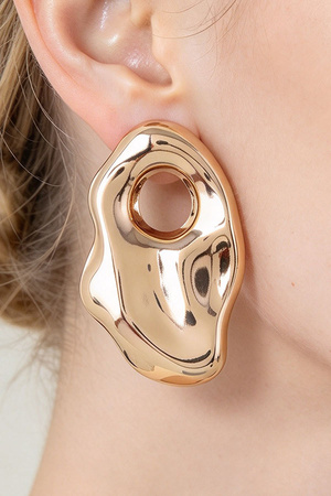 Sculptural Molten Metal Cutout Statement Stud Earrings