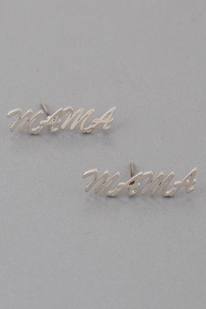 Mama Script Stud Earrings