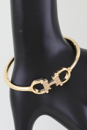 Jeweled Horse Shoe Link Chain Bracelet