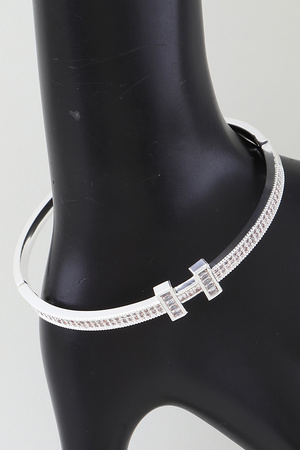 Crystal Embedded H Cuff Bracelet