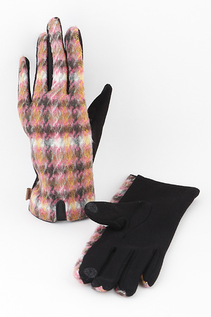 Soft Fur Plaid Gloves