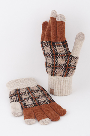 Two Toned Plaid Gloves
