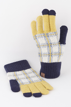 Two Toned Plaid Gloves