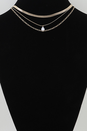 Multi Pearl Drop Chain Choker Necklace
