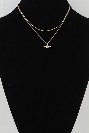 Bejeweled Knot Bar Necklace