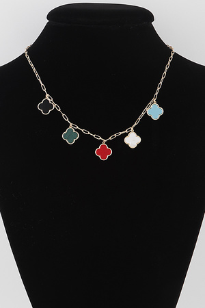 Multi Clover Charms Chain Necklace