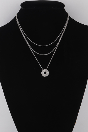 Jeweled Open Circle Pendant Necklace
