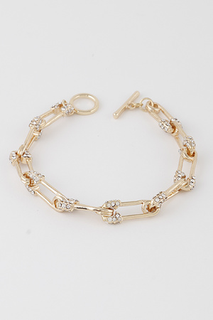 Rhinestone Embedded Safety Pin Chain Bracelet