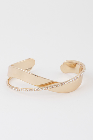 Double Pearl Laced Open Bracelet