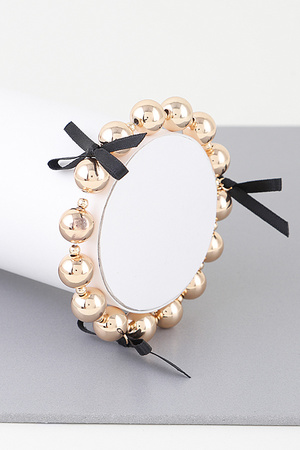 Shiny Triple Ribbon Wrapped Bead Bracelet