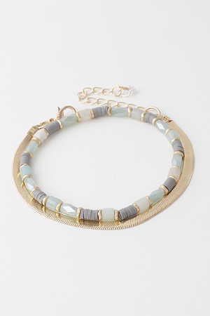 Snake Chain N Stone Bead Bracelet